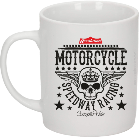 Motorcycle Crown Skull Speedway - Kubek ceramiczny biały